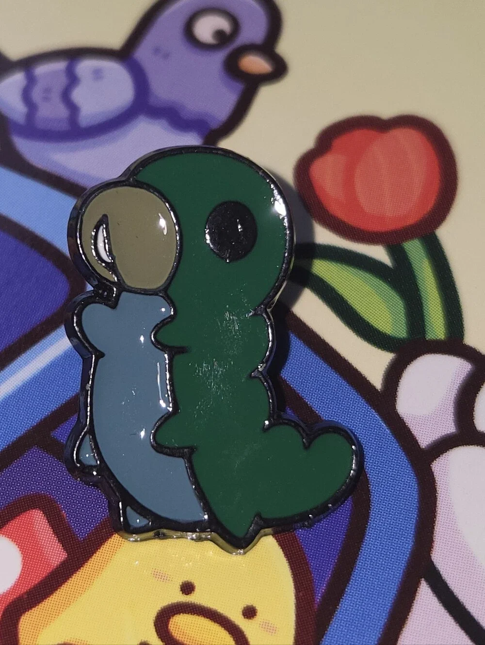 Cute Green & Blue Small Pet Enamel Pin